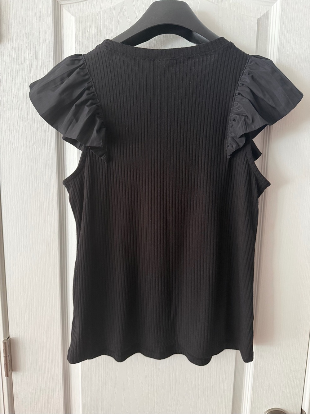 torrid Black Ribbed Tank with Ruffle Sleeves - Picture 3 of 5